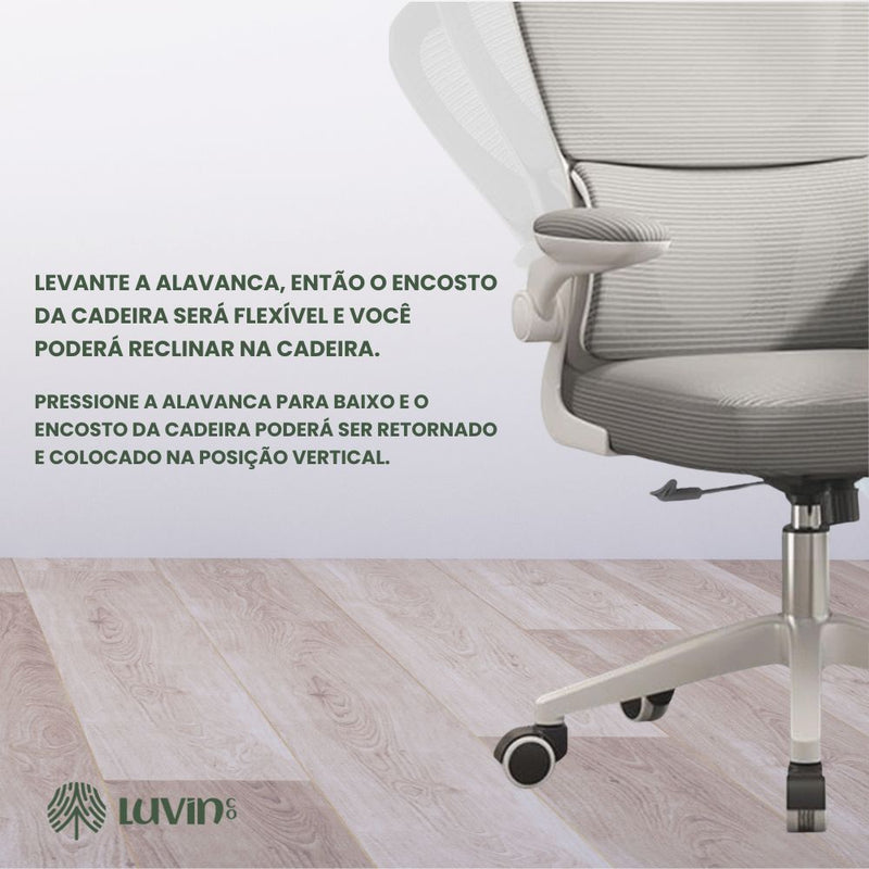 Cadeira Escritório Ergonômica Genebra G500 Luvinco Cor Cinza Com Suporte Lombar estofado mesh
