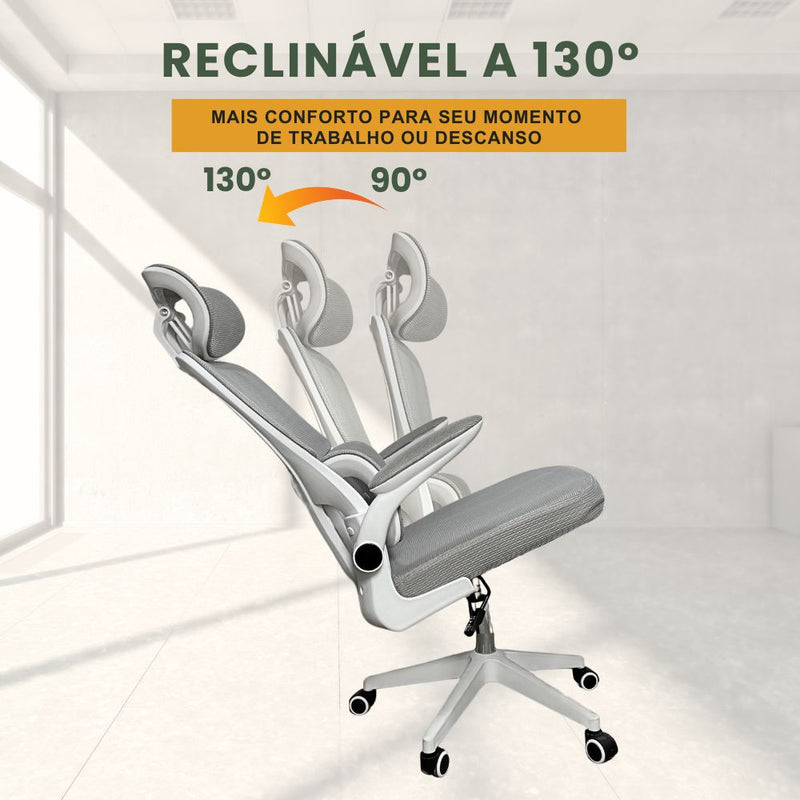 Cadeira Escritório Ergonômica Genebra G500 Luvinco Cor Cinza Com Suporte Lombar estofado mesh