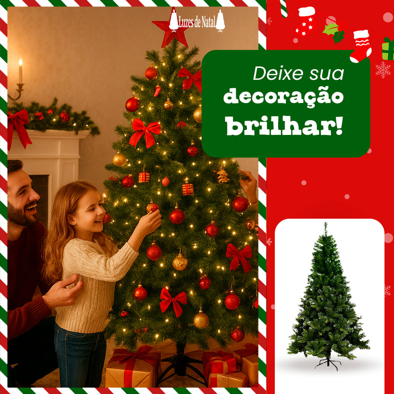 Árvore De Natal 2,10m 210cm Verde 1150 Galhos Pinheiro Canadense Cheios Grande Pé De Ferro Premium Nfe Luzes De Natal
