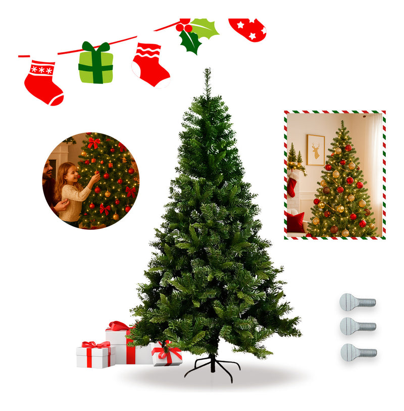 Árvore De Natal 2,10m 210cm Verde 1150 Galhos Pinheiro Canadense Cheios Grande Pé De Ferro Premium Nfe Luzes De Natal