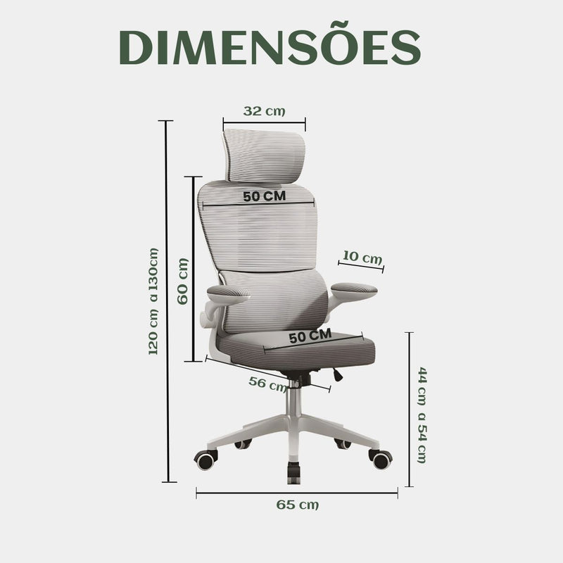 Cadeira Escritório Ergonômica Genebra G500 Luvinco Cor Cinza Com Suporte Lombar estofado mesh
