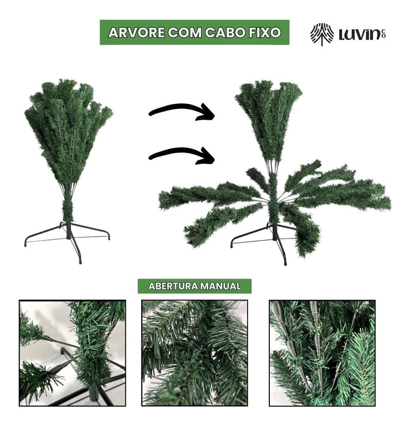 Árvore De Natal Pinheiro Canadense Luxo 2,40m 1500 Galhos Tradicional Verde Imperial Premium Grande Cheia Luvinco