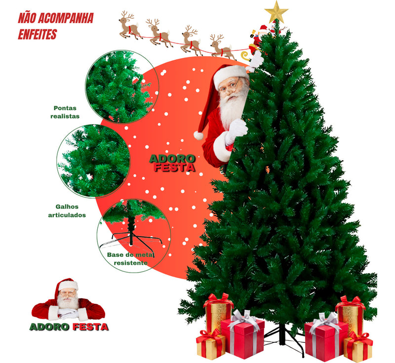 Árvore de Natal Tradicional Pinheiro Verde 1,80m 850 Galhos Cheios Marca Adoro Festa