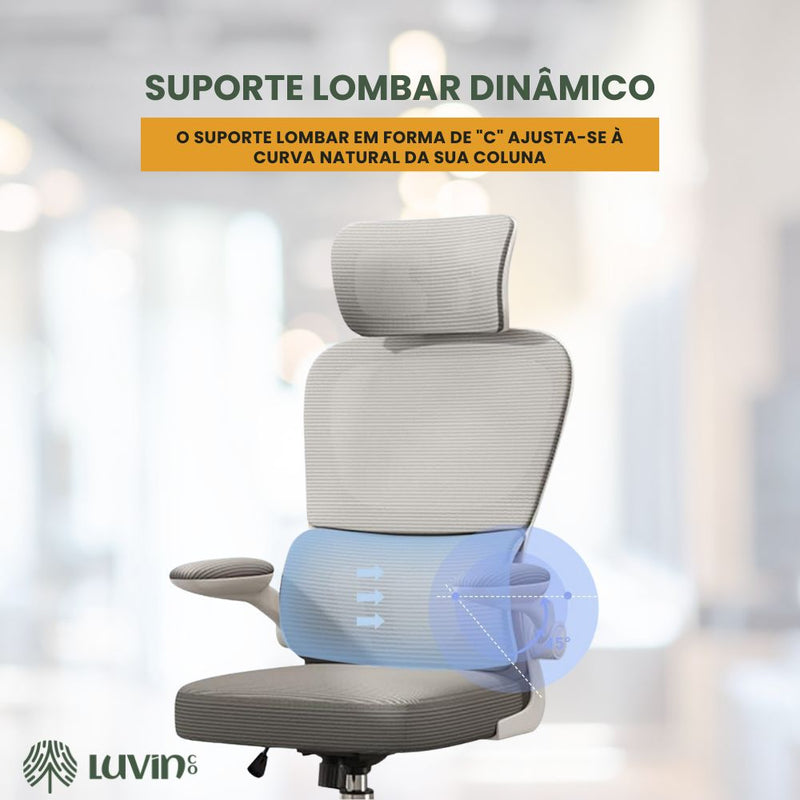 Cadeira Escritório Ergonômica Genebra G500 Luvinco Cor Cinza Com Suporte Lombar estofado mesh