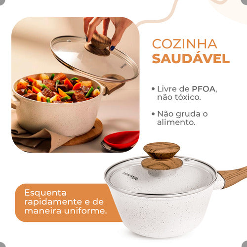 Jogo De Panelas Antiaderente Indução Cerâmica Atoz 16 Peças