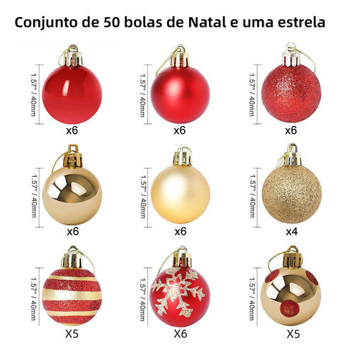 Kit 50 Bolas De Natal Árvore Decoração Bolinhas Loja Festa