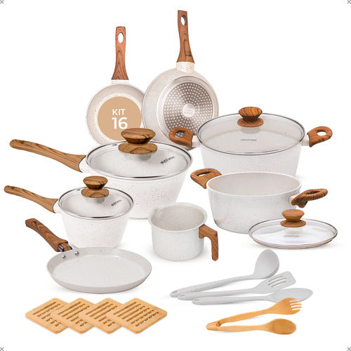 Jogo De Panelas Antiaderente Indução Cerâmica Atoz 16 Peças