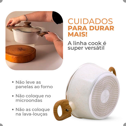 Jogo De Panelas Antiaderente Indução Cerâmica Atoz 16 Peças