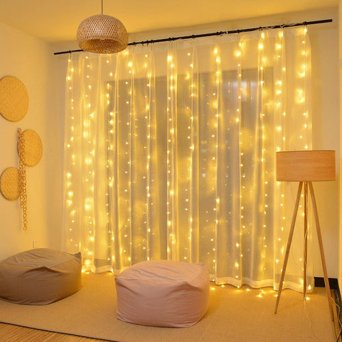 300 Leds 3x3 M Usb Luz De Cortina Decoraçãoluzes Natal