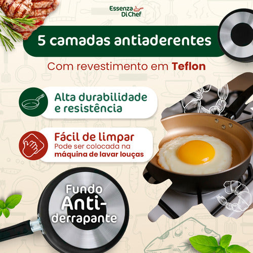 Conjunto Panelas Antiaderente 10 Peças Teflon Várias Cores