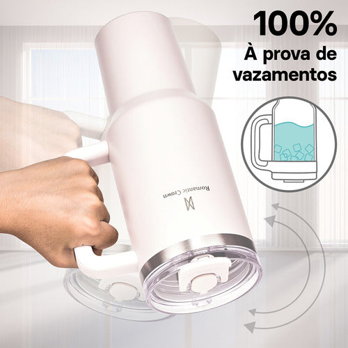 Copo Térmico Gigante 1,2l Inox Com Tampa E Inox Canudo