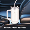 Copo Térmico Gigante 1,2l Inox Com Tampa E Inox Canudo